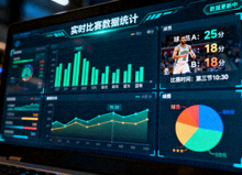 体育数据分析屏幕上显示的统计图表与比赛数据